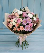 Букет цветов из:  Хризантемы, Розы и Альстромерии #REPLACE_PRED# Адлер